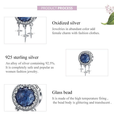 925 Sterling Silver Blue Star Fringed Beads For Diy String Accessories