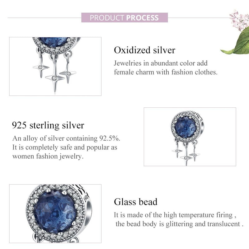 925 Sterling Silver Blue Star Fringed Beads For Diy String Accessories