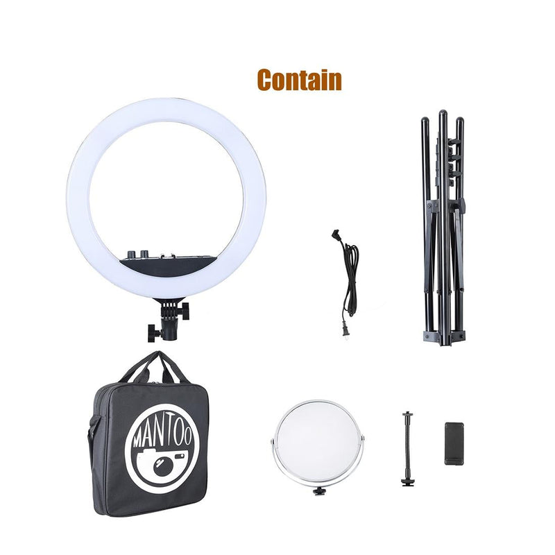 18 Two-colour Dimmable Ring Fill Light with Tripod 55w 100-240v