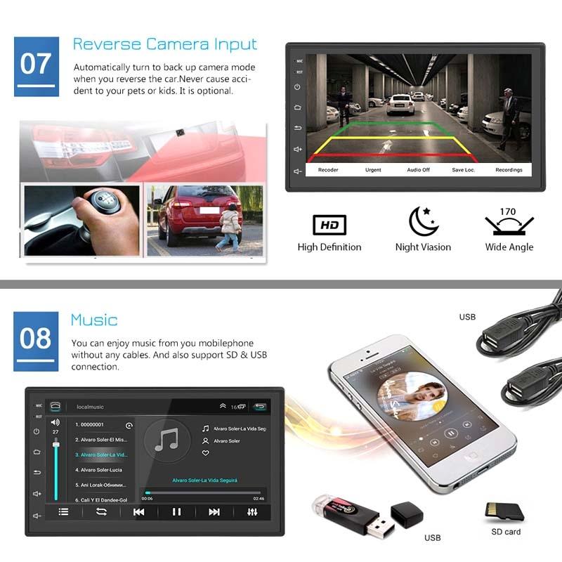 7 Inch Android Navigation Wifi Car Mp5 Player 1 + 32G Gps Bluetooth 2.5D Screen Standard + 4Lights Camera