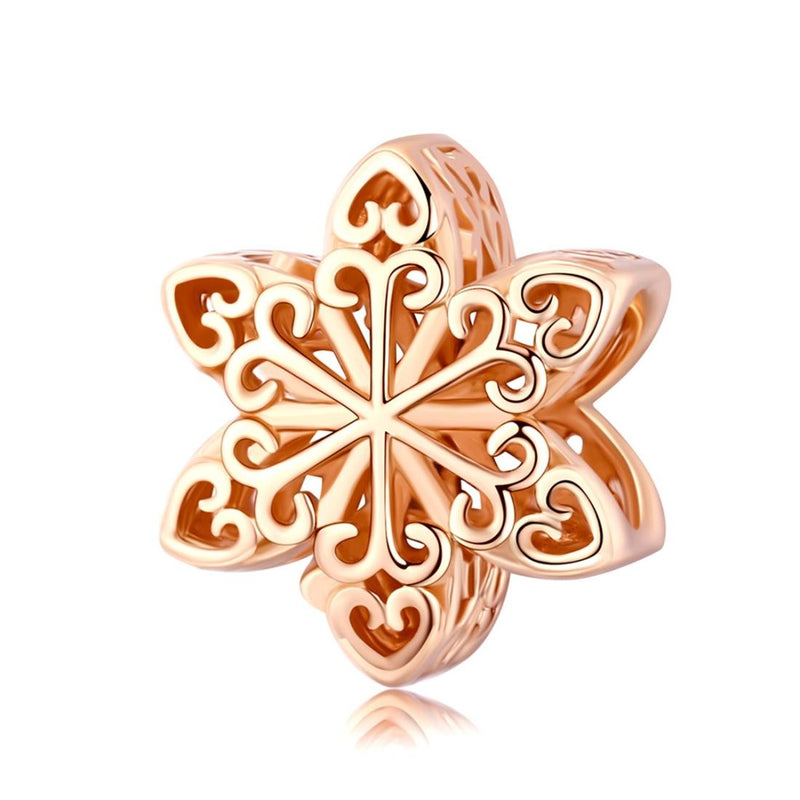 925 Sterling Silver Rose Gold Snowflake Beads For Diy Bracelets & Necklaces