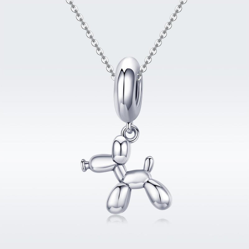 925 Sterling Silver Balloon Dog Charm For Diy Bracelets Bead+Chain Style - Bead + Chain