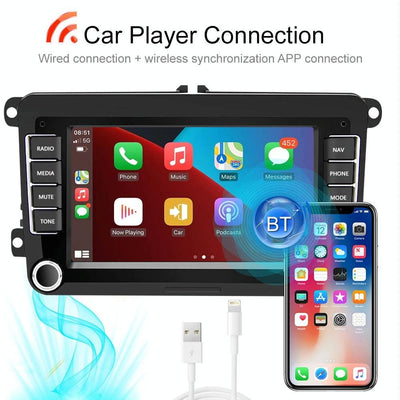 7 Inch Android Car Navigation Player With Wireless Carplay - 1 + 16G - Fits Volkswagen - 4Lights Camera