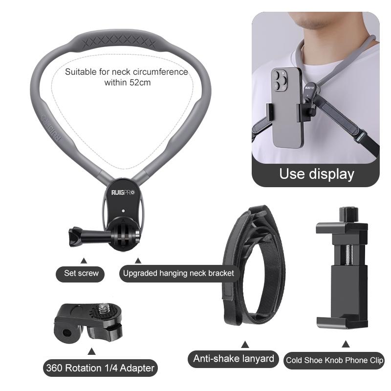 Flexible Neck Mount for Pov Viewing with Strap - With J-Hook Buckle
