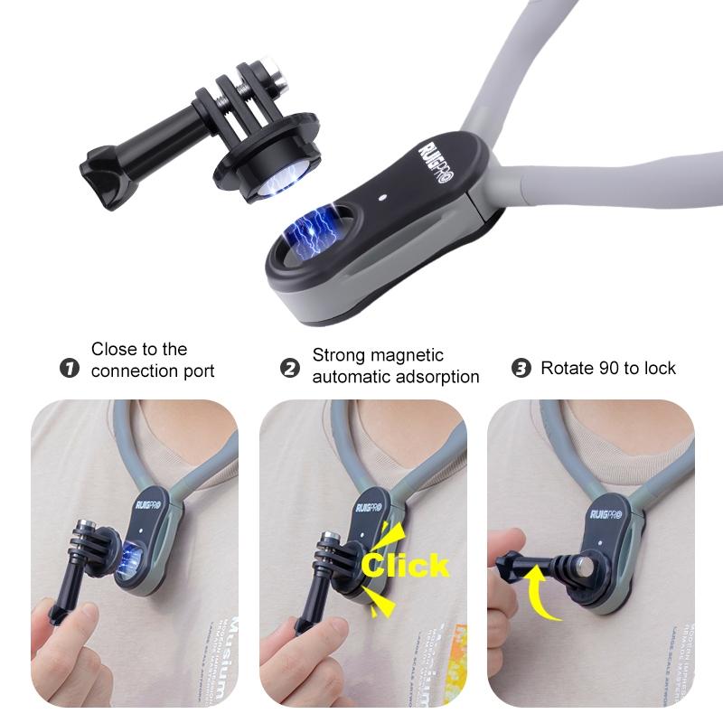 Flexible Neck Mount for Pov Viewing with Strap - With J-Hook Buckle
