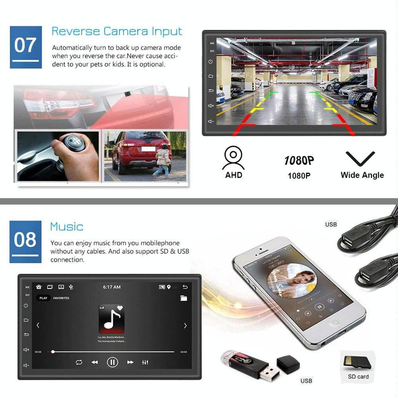 7 Inch Android Wifi Car Navigation Reversing Video Player - 2 + 32G Standard + 4Lights Camera