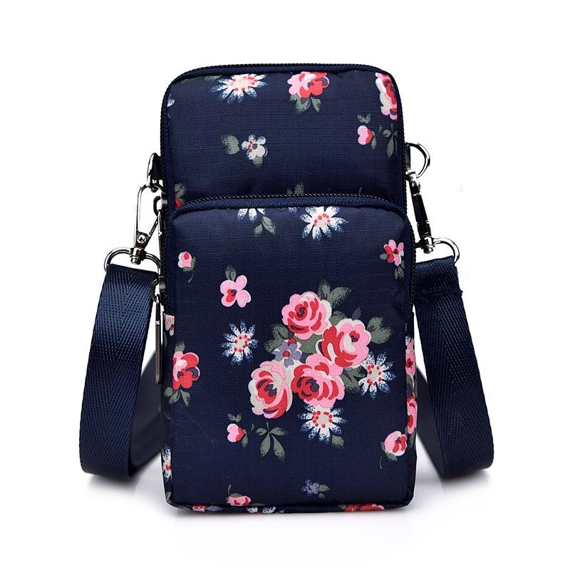 Animal Park Mini Crossbody Phone Wallet With Arm Band - Dark Blue Peony