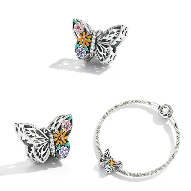 925 Sterling Silver Diy Butterfly Bracelet With Pearl Accents Bsc588