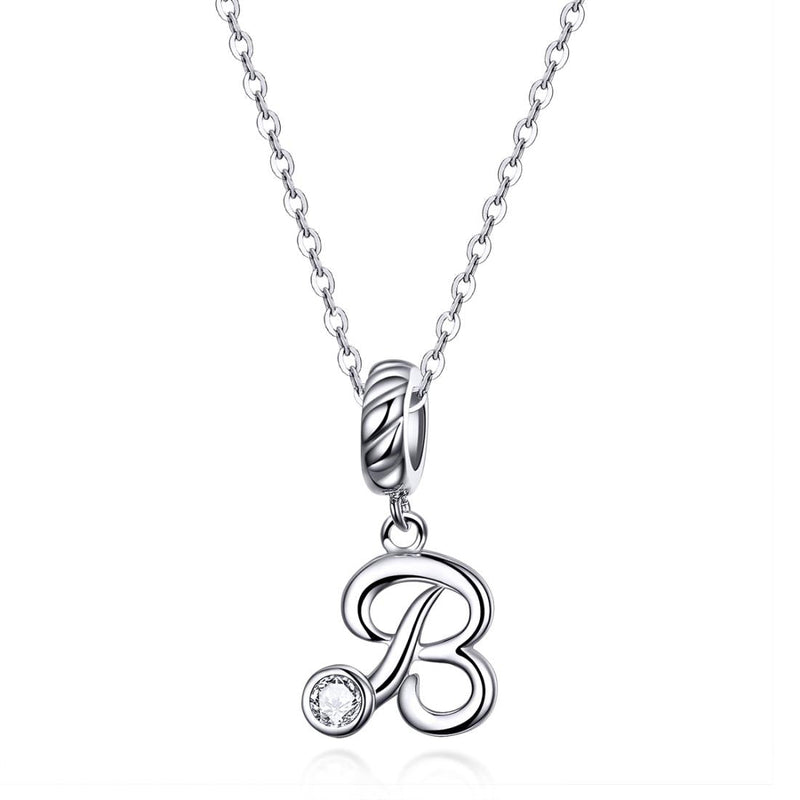 925 Sterling Silver Personalized Letter Pendant For Diy Bracelets And Necklaces Style - B