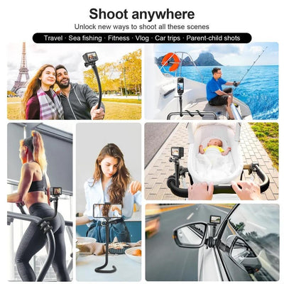 Versatile Octopus Tripod for Action Camera and Phone - Flexible Mount - With Phone Clip Kit