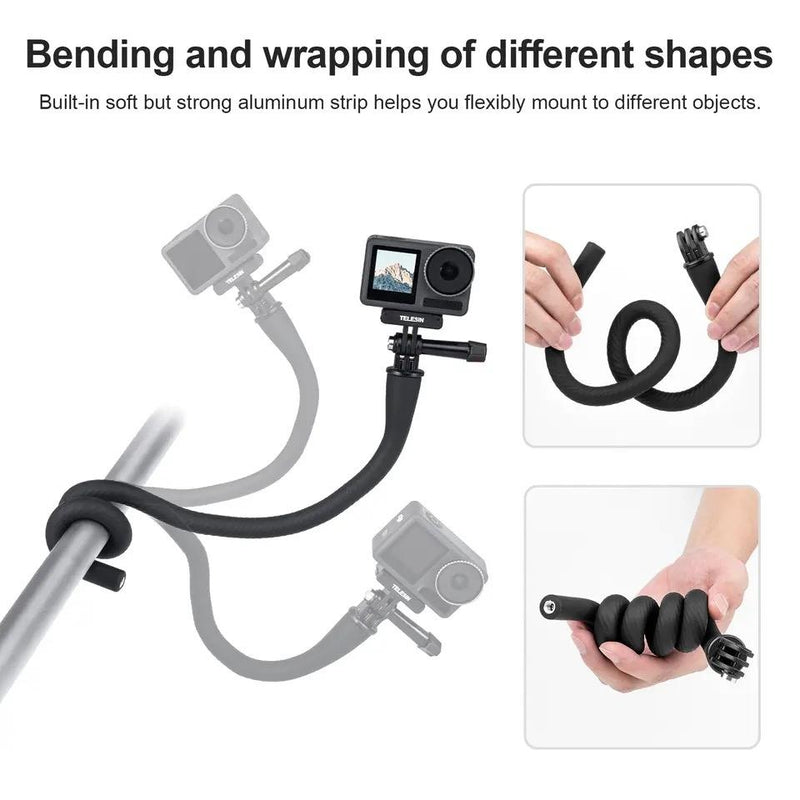 Versatile Octopus Tripod for Action Camera and Phone - Flexible Mount - With Phone Clip Kit