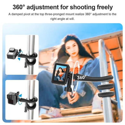 Versatile Octopus Tripod for Action Camera and Phone - Flexible Mount - With Phone Clip Kit