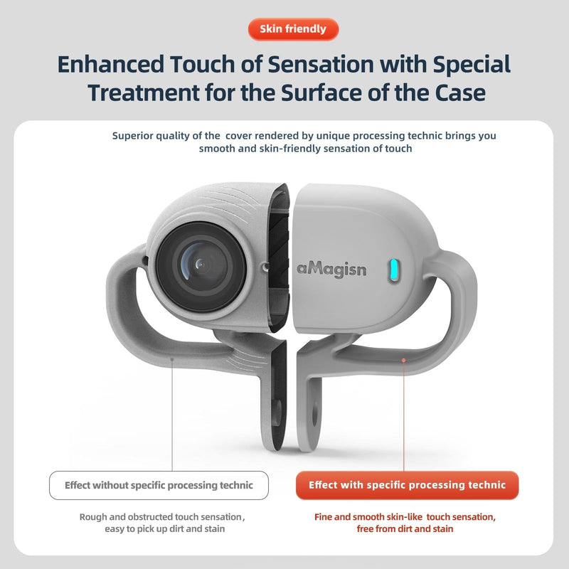 Amagisn Silicone Case for Insta360 Go 3 Camera - Horizontal - Vertical Gray