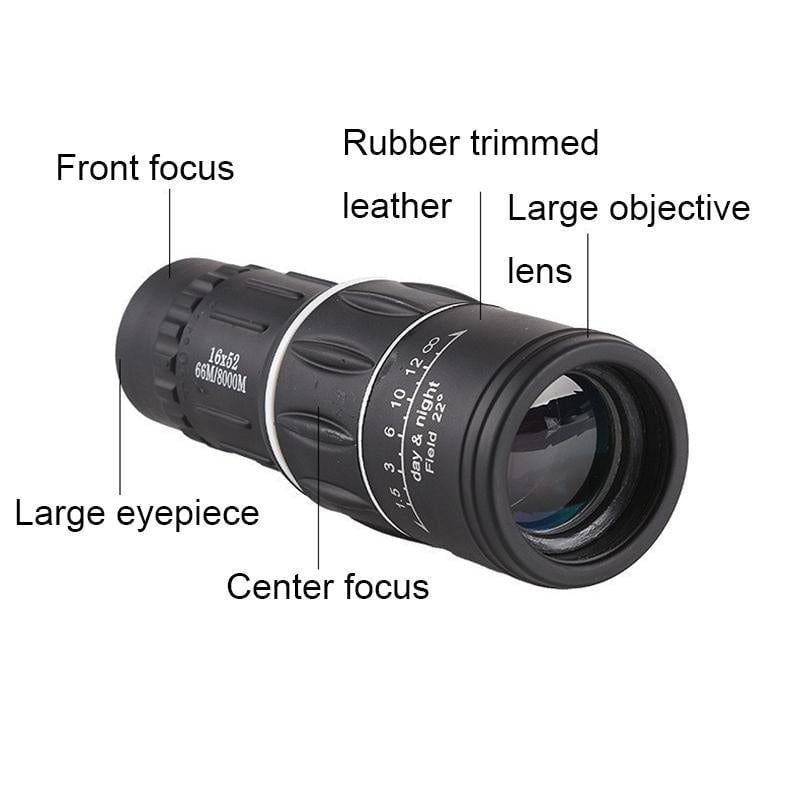 High Definition Monocular Telescope For Outdoor Bird Viewing - 16X52 Green Film - 16X52 Green Film