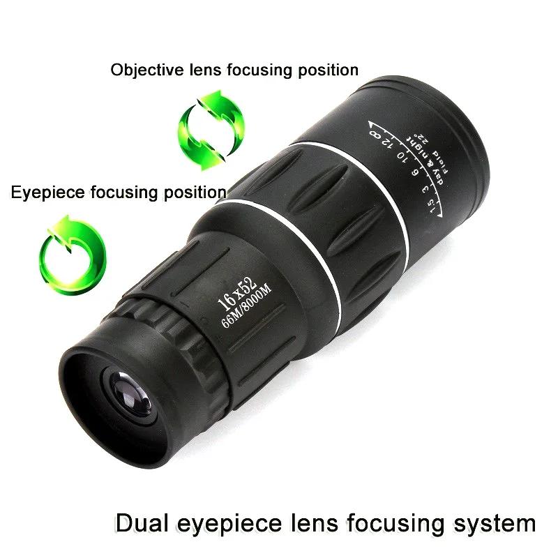 High Definition Monocular Telescope For Outdoor Bird Viewing - 16X52 Green Film - 16X52 Green Film