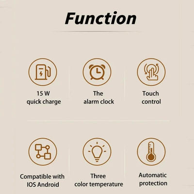 15W Rotatable Night Light Fast Charger Wheat - Wheat-Colour