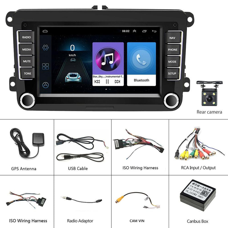 7 Inch Android Car Navigation Player For Volkswagen - 2 + 32G Wireless Carplay - Standard + 4Lights Camera
