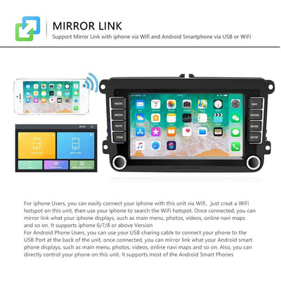 7 Inch Android Car Navigation Player For Volkswagen - 2 + 32G Wireless Carplay - Standard + 4Lights Camera