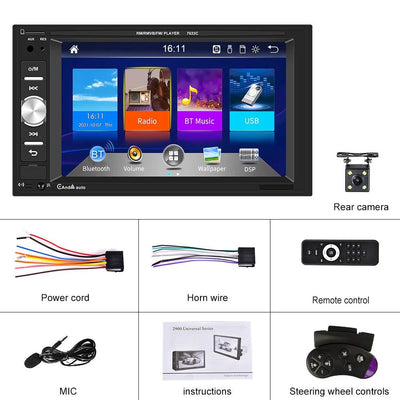 6.2 Inch Dual Spindle Hd Car Mp5 Player With Carplay - Standard + 4 Camera