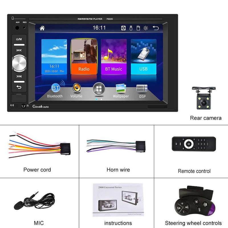 6.2 Inch Dual Spindle Hd Car Mp5 Player With Carplay - Standard + 4 Camera