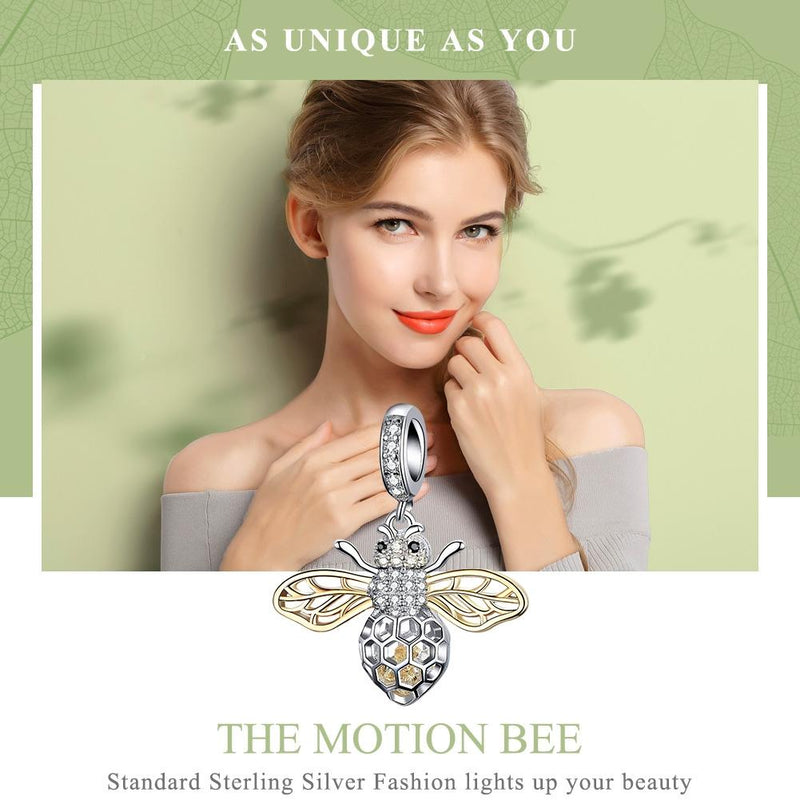 925 Sterling Silver Bee Zircon Pendant Necklace Diy Lady Style - Pendent + Necklace