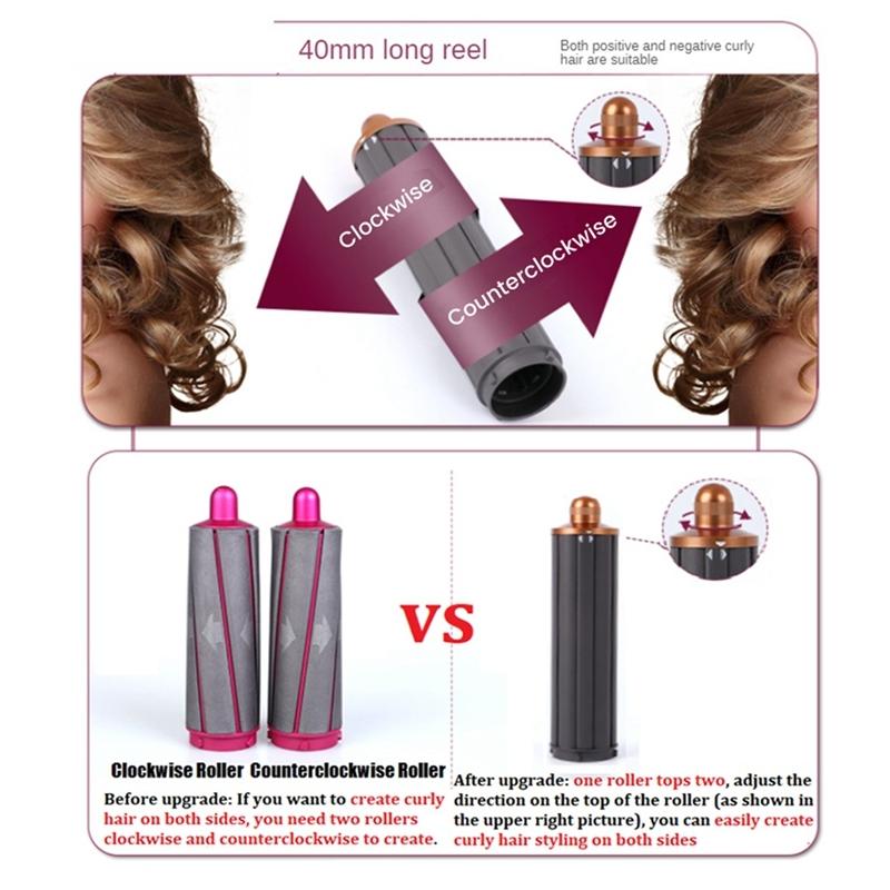 30mm Long Barrel Curling Iron for Dyson Hair Dryer - Upgraded Red