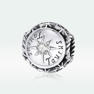 925 Sterling Silver Zodiac Zircon Bead Bracelet / Necklace Set Taurus Style - Taurus