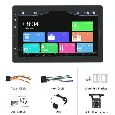 10.1 Inch Full Screen Car Mp5 Player With Wired Carplay - Standard + 4 Camera