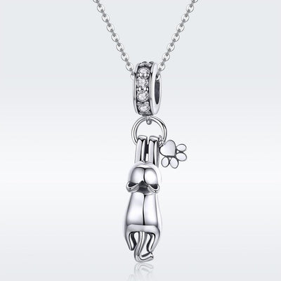 925 Sterling Silver Cat Charm For Diy Bracelet Style - Pendant
