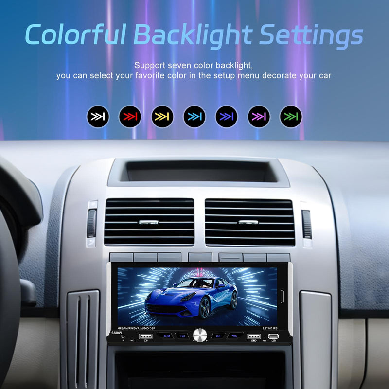 6.9 Inch Car Mp5 Player With Carplay Function & Backup Camera - Standard + 12 Light Camera
