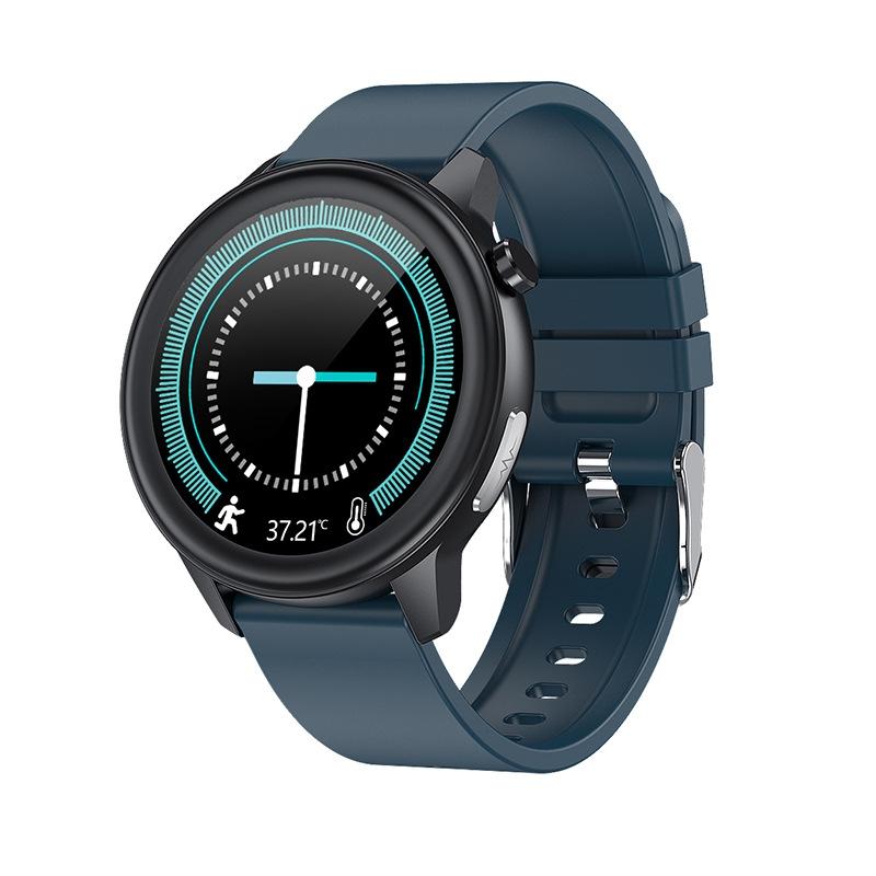 1.3 Inch Blue Silicone Heart Rate Smart Watch