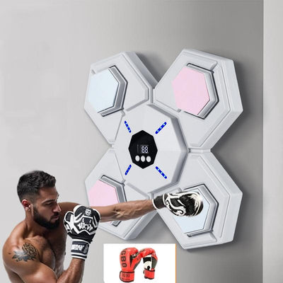 Rechargeable Bluetooth Boxing Machine With Adult & Child Gloves - Blue - With Adult Gloves Pink Blue