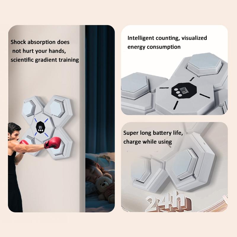 Rechargeable Bluetooth Boxing Machine With Adult & Child Gloves - Blue - With Adult Gloves Pink Blue