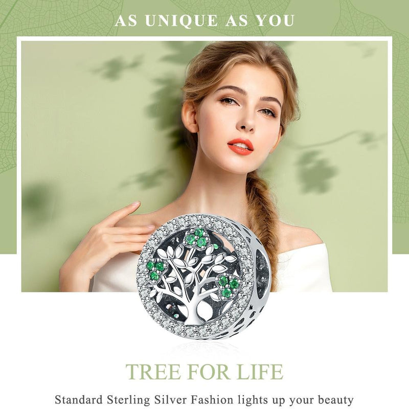 925 Sterling Silver Tree Of Life Diamond Pendant Set Style - Bead + Chain
