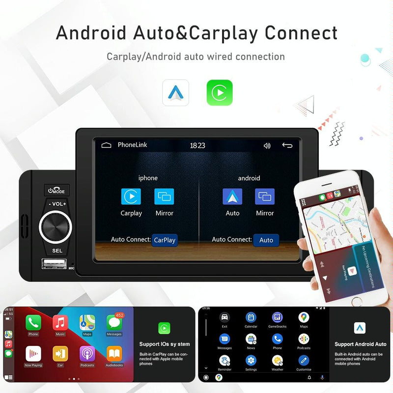 5 Inch Car Mp5 Inch Player W / Bluetooth & Microphone - Standard + 4 Lights Camera