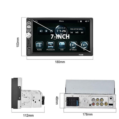 7 Inch Mp5 Bluetooth Carplay Player With Reversing Camera - Standard + 4 Lights