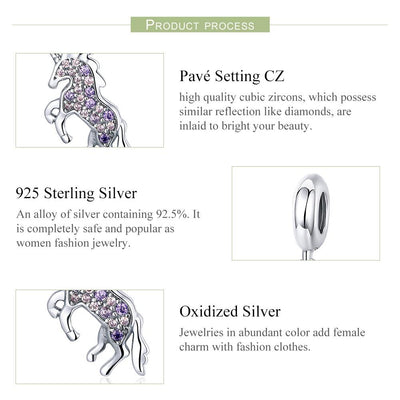 925 Sterling Silver Unicorn Diy Beaded Bracelet Necklace Set Pendant Beads Style - Bead + Necklace