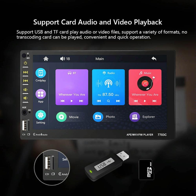 7 Inch Car Double Butt Mp5 Bluetooth Player + 4 Light Camera