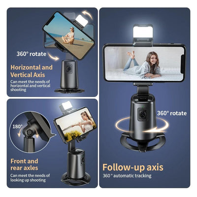 Auto Tracking Gimbal Stabilizer with Fill Light and Selfie Stick - 360 Degree Rotation - A200 Set 2