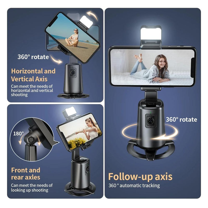 Auto Tracking Gimbal Stabilizer with Fill Light and Selfie Stick - 360 Degree Rotation - A200 Set 2