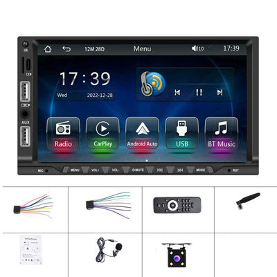 7 Inch Car Mp5 Player Carplay / Android Auto / Mirror Link / Bluetooth - Standard - With 4-Light Camera