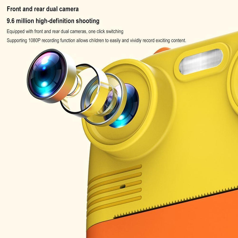 Instant Print Camera with Dual Lens - 2.8 Screen for Kids Blue - Yellow
