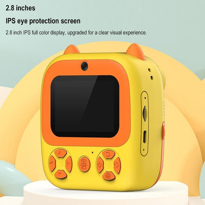Instant Print Camera with Dual Lens - 2.8 Screen for Kids Blue - Yellow