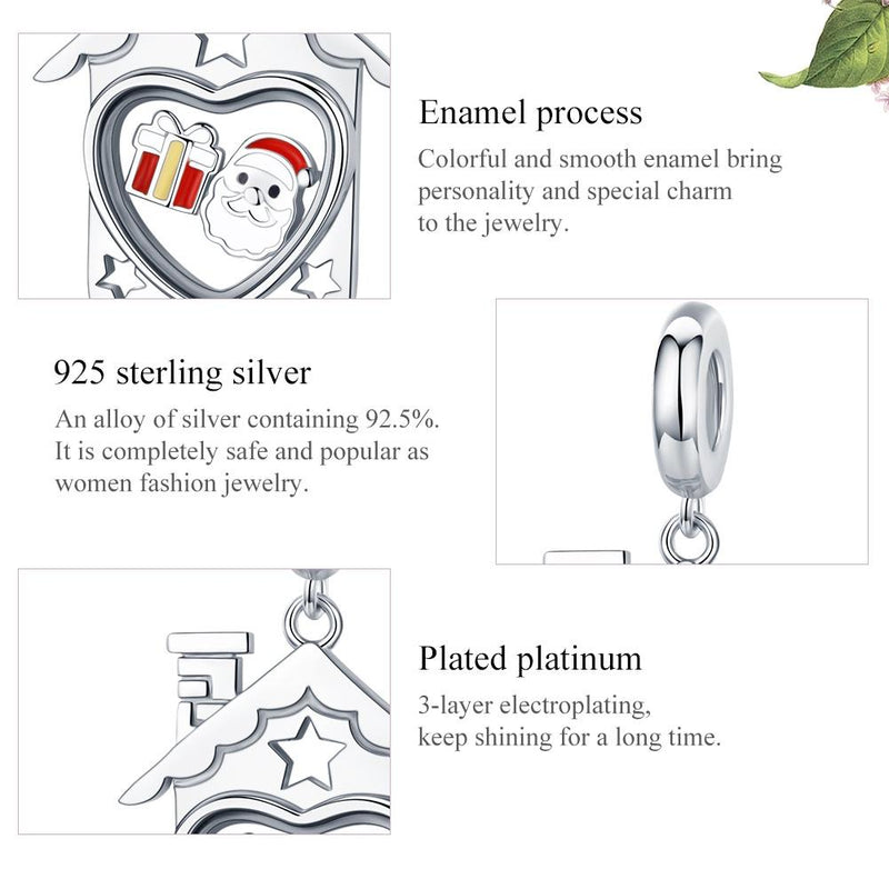 925 Sterling Silver Platinum Plated Santa Beads For Diy Bracelets & Necklaces