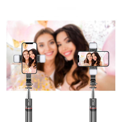 Bluetooth Remote Selfie Stick with Detachable Fill Light and Tripod
