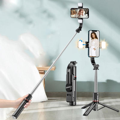 Bluetooth Remote Selfie Stick with Detachable Fill Light and Tripod
