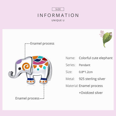 925 Sterling Silver Colorful Elephant Beads For Diy Bracelets & Necklaces