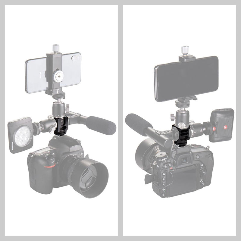 Aluminum 4-Head Hot Shoe Mount Adapter For Microphone And Flash Light