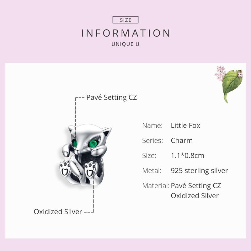 925 Sterling Silver Fox Charm Beads For Diy Bracelets