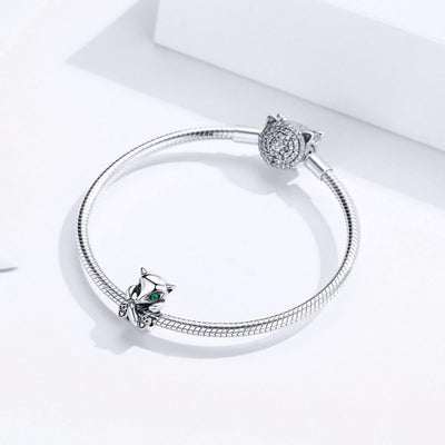 925 Sterling Silver Fox Charm Beads For Diy Bracelets